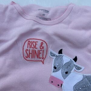 Simple Kids Pink Cow Graphic Top